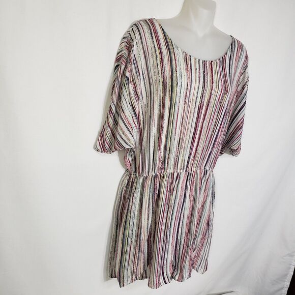 BCBGeneration Womens Romper Large Striped Multicolor Short Split Dolman Sleeve - Picture 5 of 12